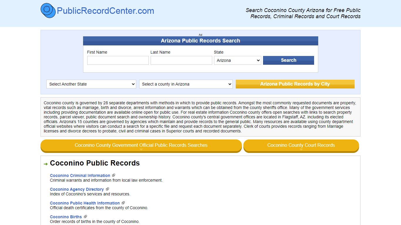 Coconino County Arizona Free Public Records - Court ...